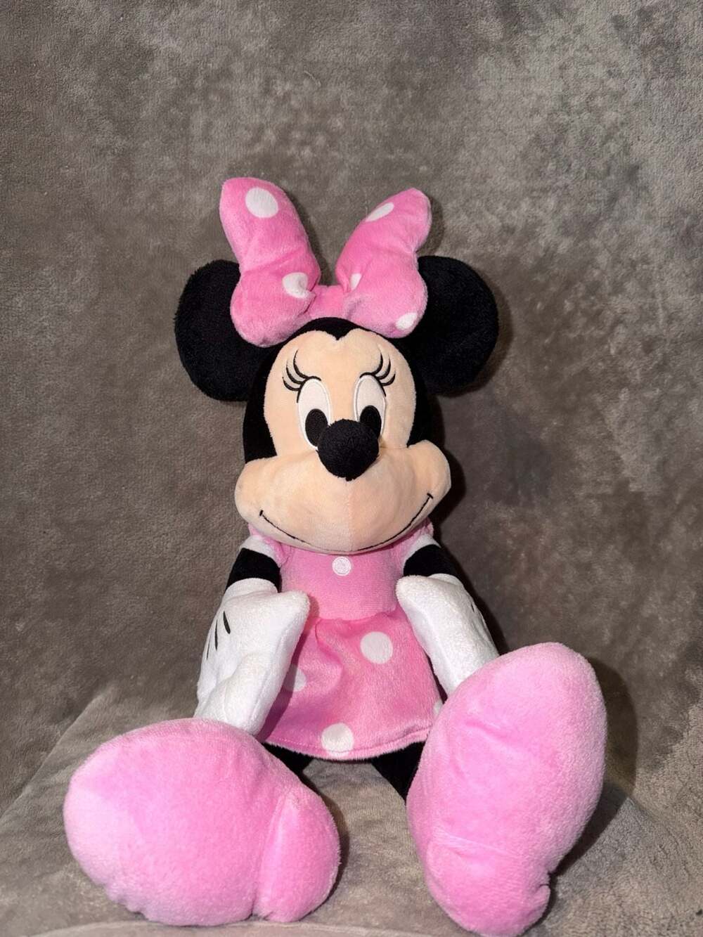 Disney Minnie Mouse Plush Toy Pink Polka Dot Dress Stuffed Animal